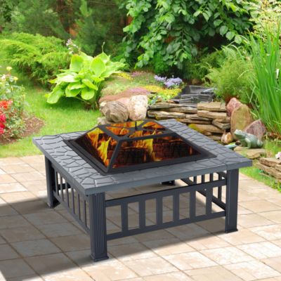 Barbeque Fire pit Brazier Square Stove BBQ