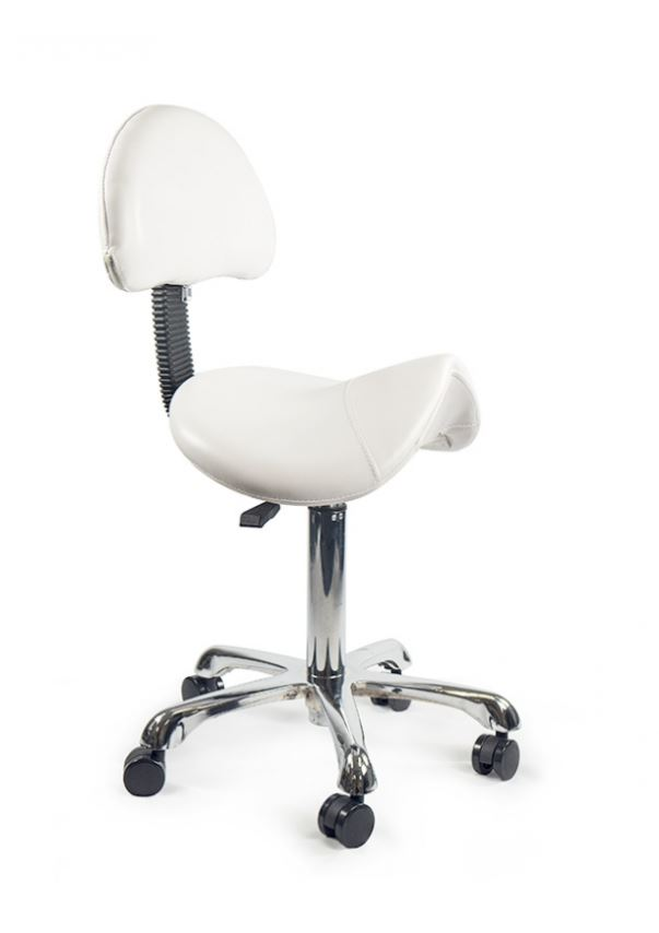 Saddle Stool White Backrest BB-S143